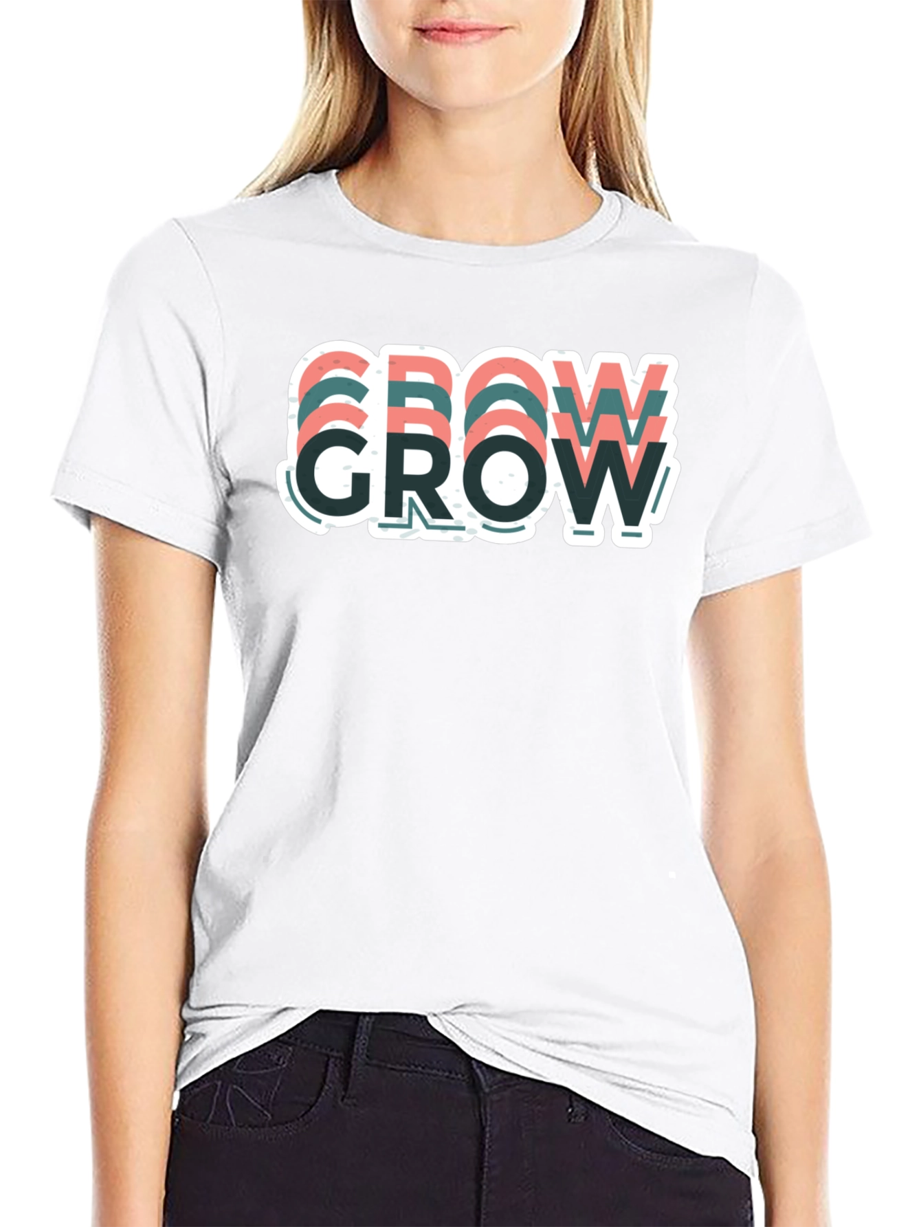 Motivational Grow Graphic T-Shirt - Casual Black Tee