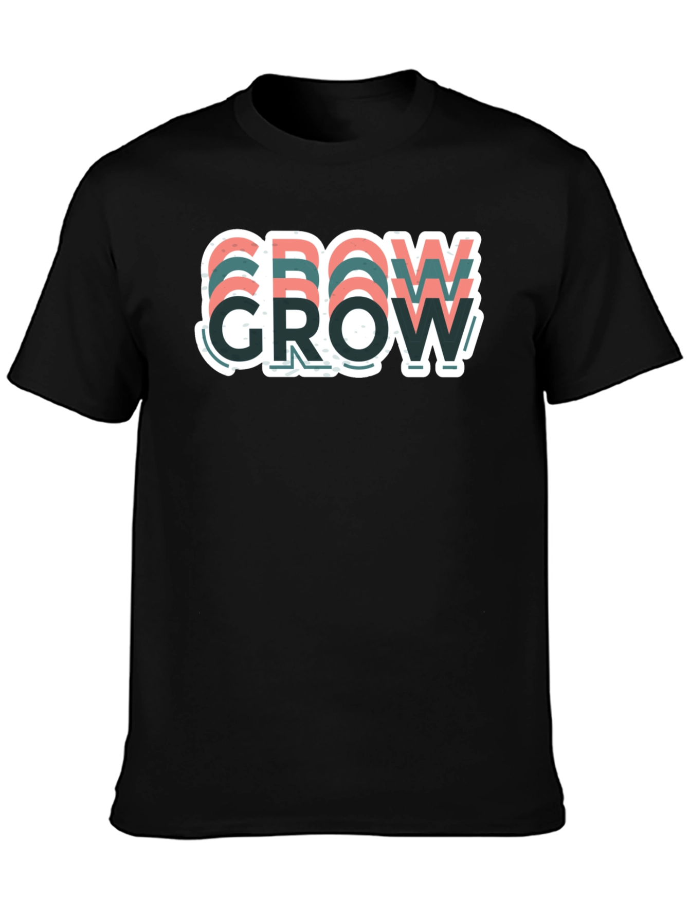 Motivational Grow Graphic T-Shirt - Casual Black Tee