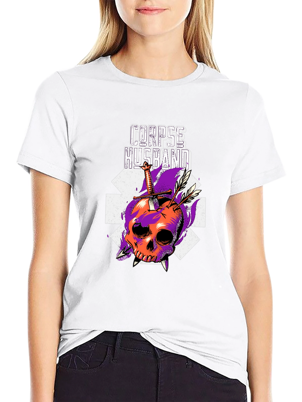 Corpse Husband Skull Graphic Black T-Shirt