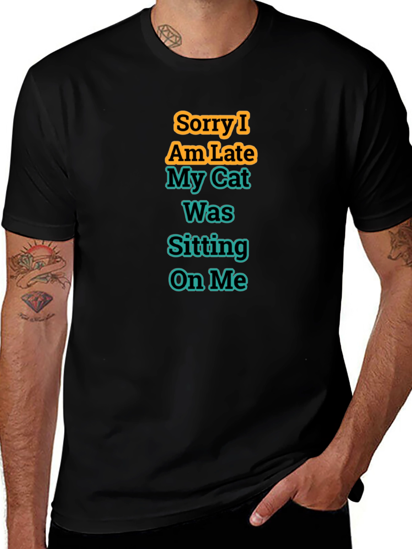 Funny Cat Excuse T-Shirt - Sorry I Am Late