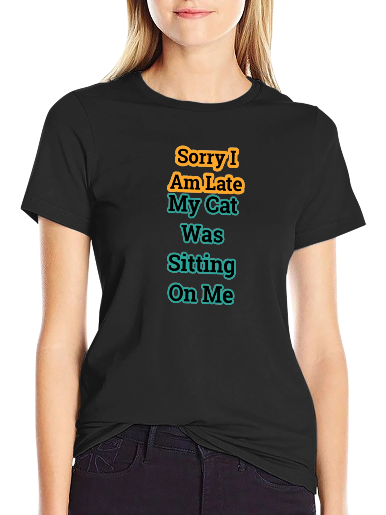 Funny Cat Excuse T-Shirt - Sorry I Am Late