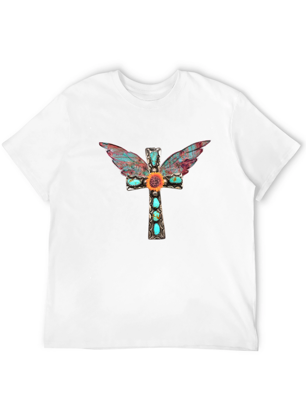 Cross Wings Graphic Tee - Black Cotton Blend Shirt