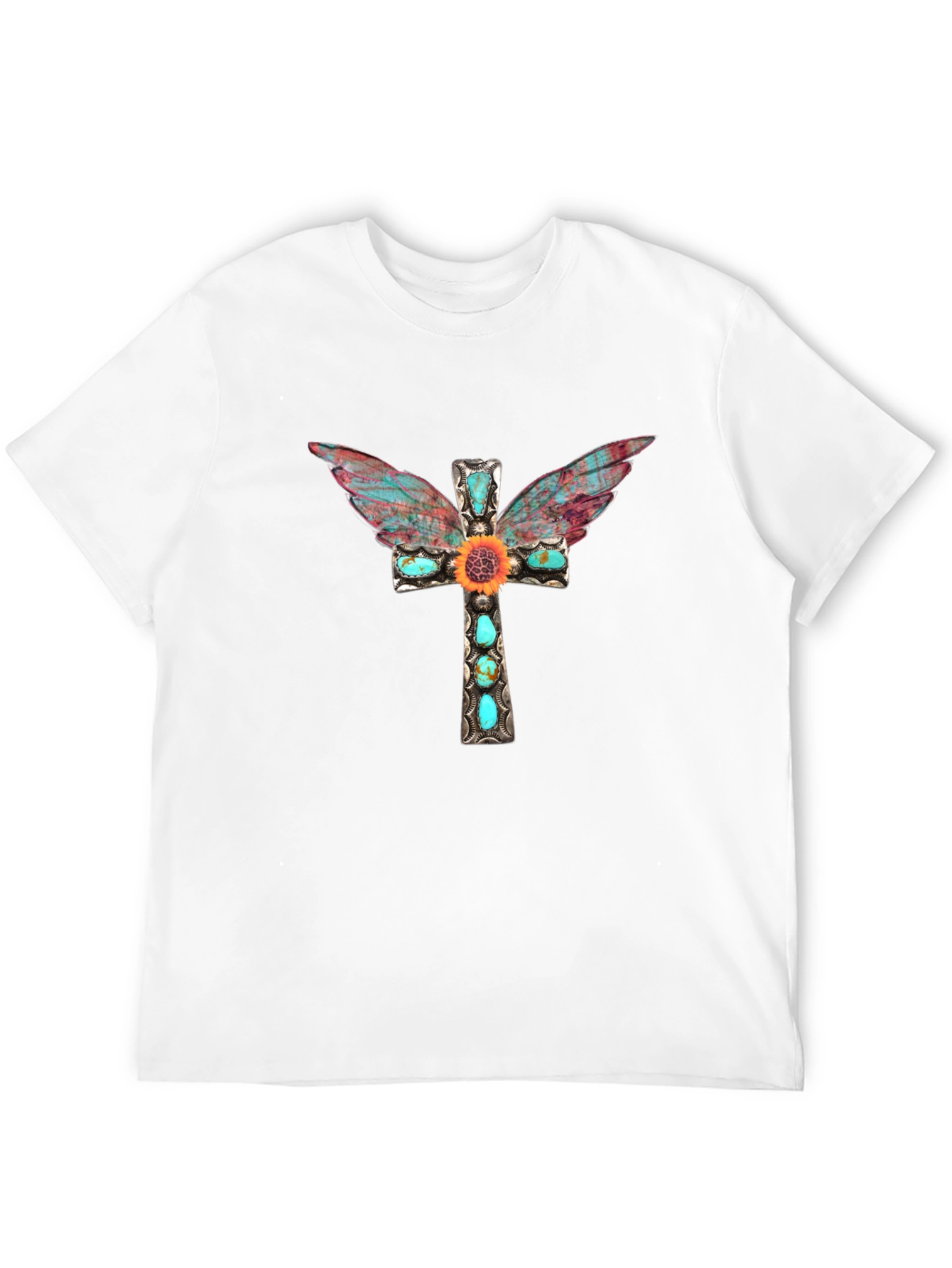 Cross Wings Graphic Tee - Black Cotton Blend Shirt
