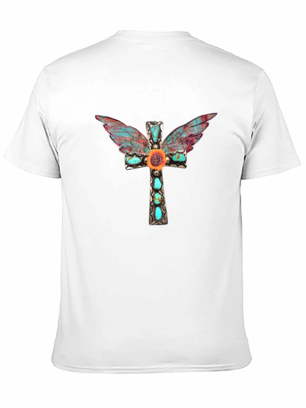 Cross Wings Graphic Tee - Black Cotton Blend Shirt