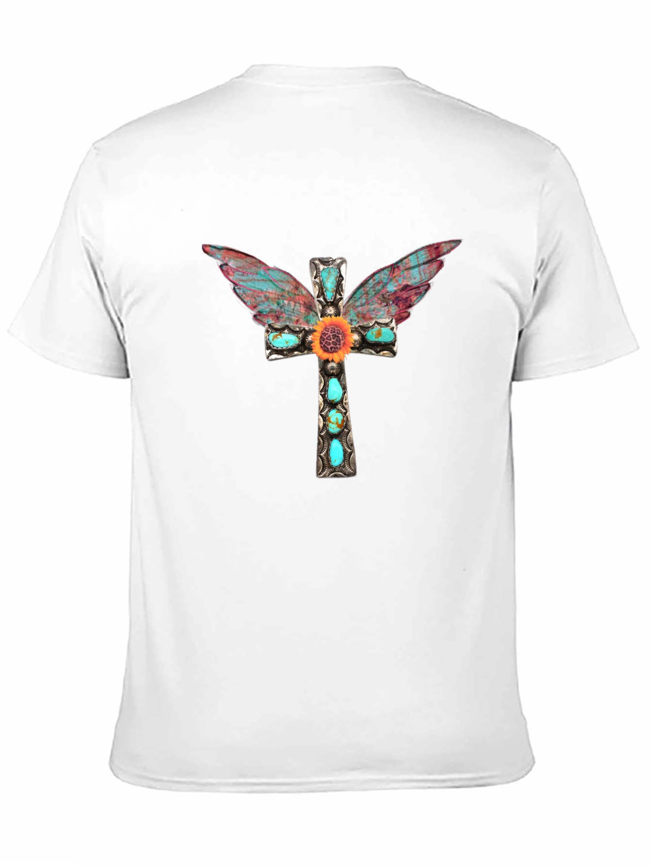 Cross Wings Graphic Tee - Black Cotton Blend Shirt