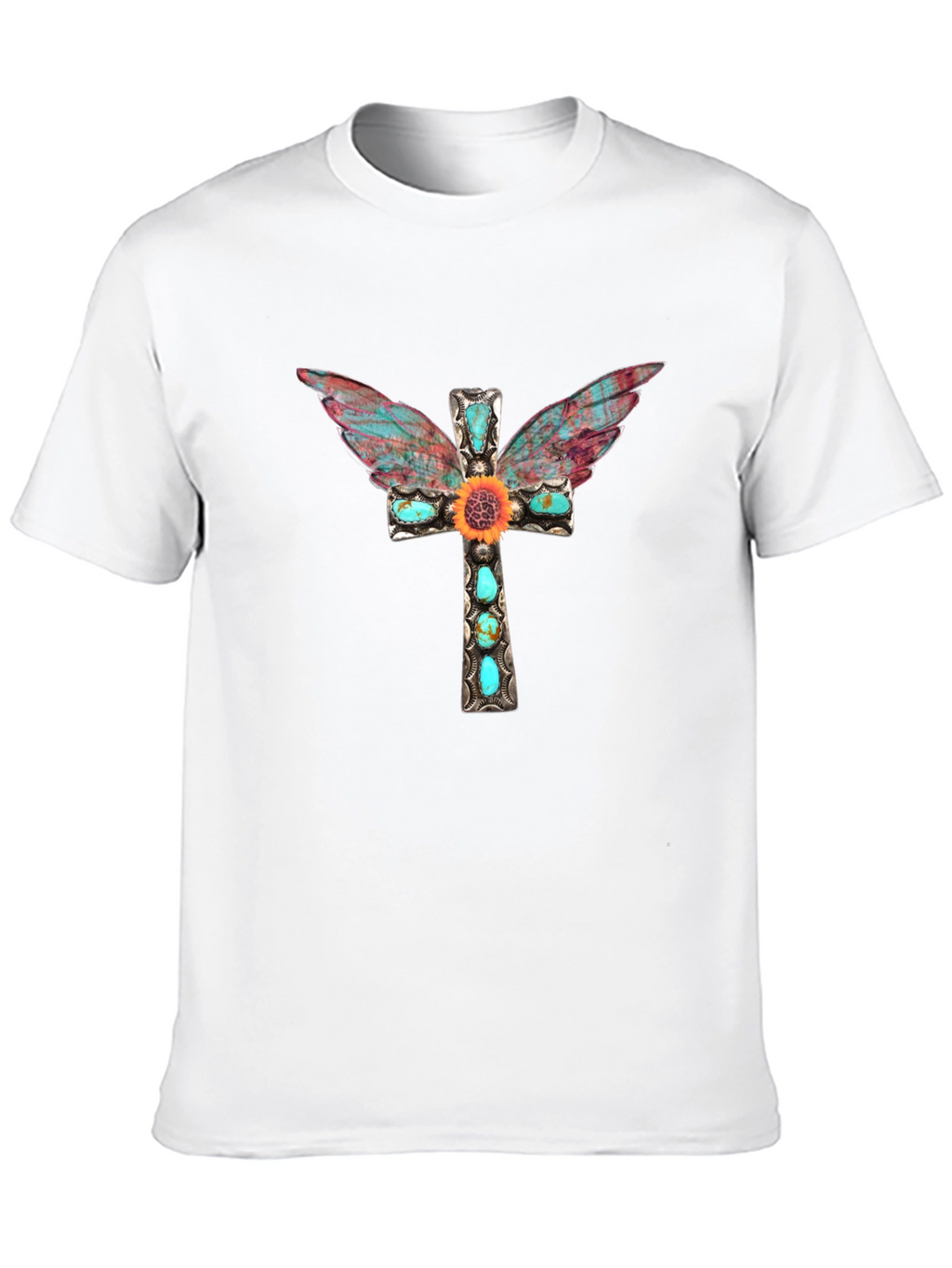 Cross Wings Graphic Tee - Black Cotton Blend Shirt