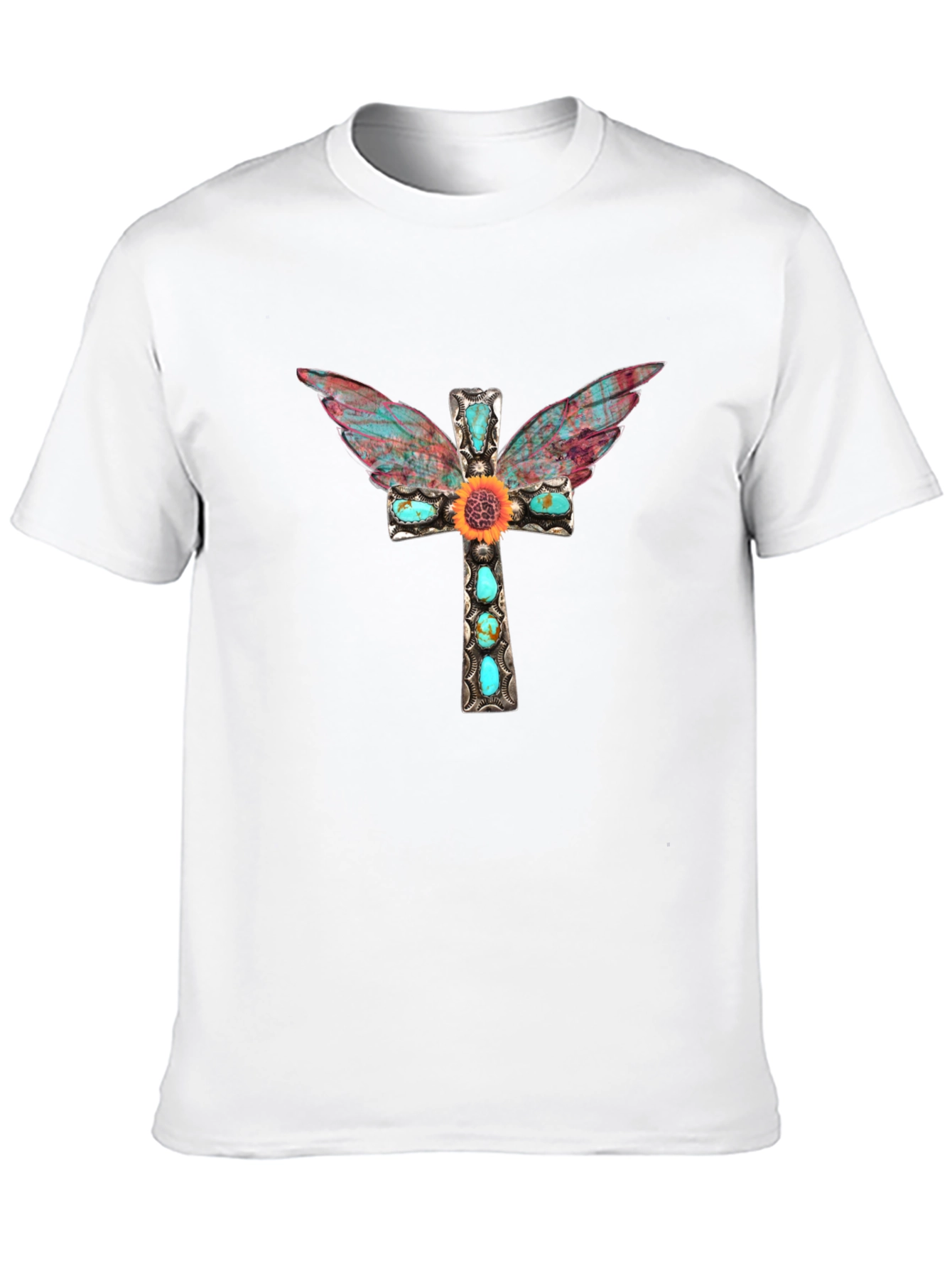 Cross Wings Graphic Tee - Black Cotton Blend Shirt