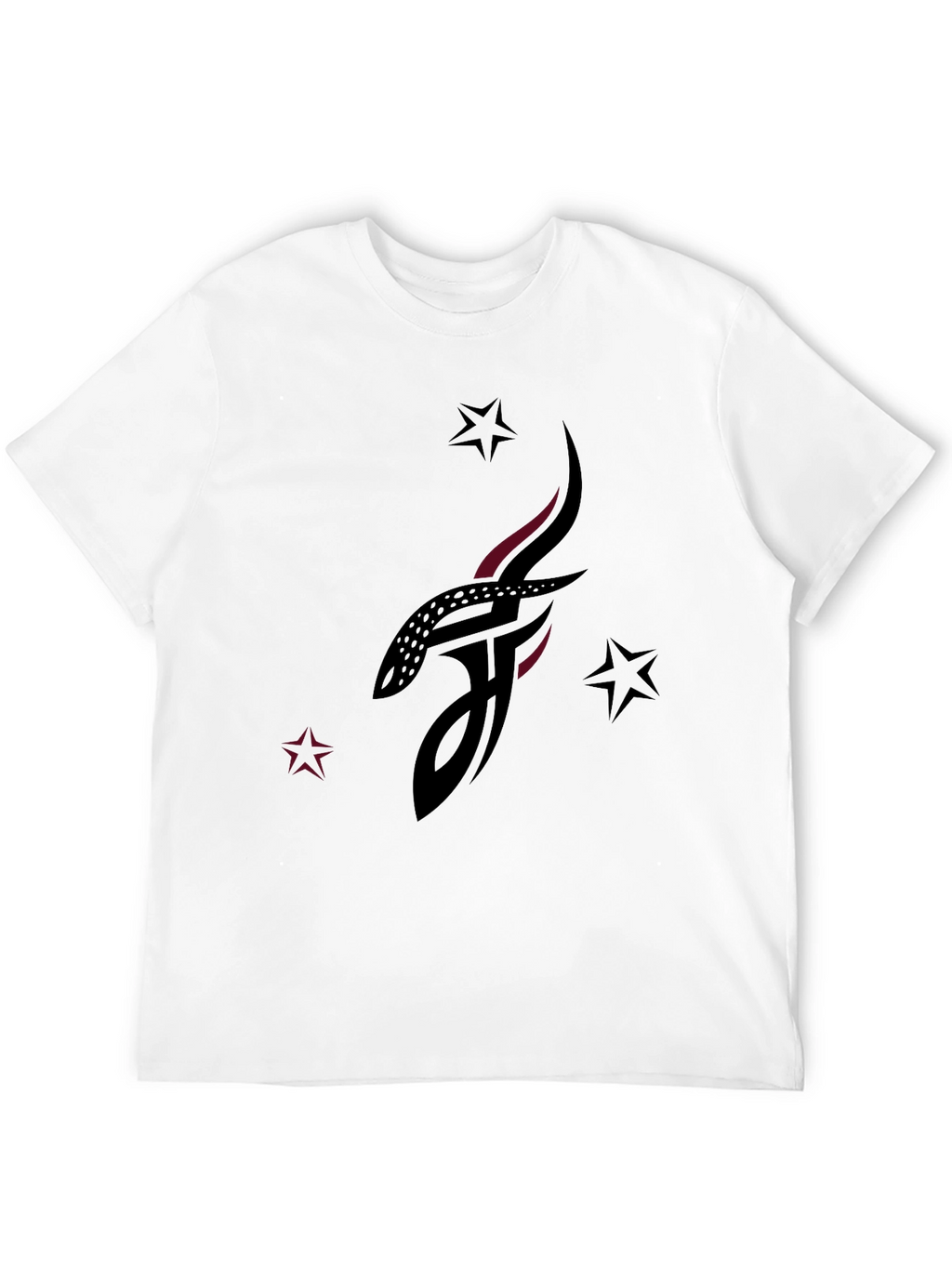 Stylish Black Graphic Tee with Abstract Tattoo Design