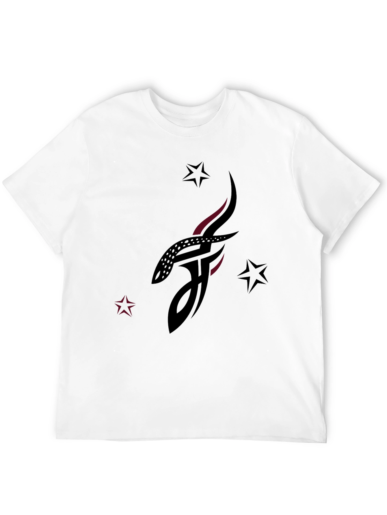 Stylish Black Graphic Tee with Abstract Tattoo Design