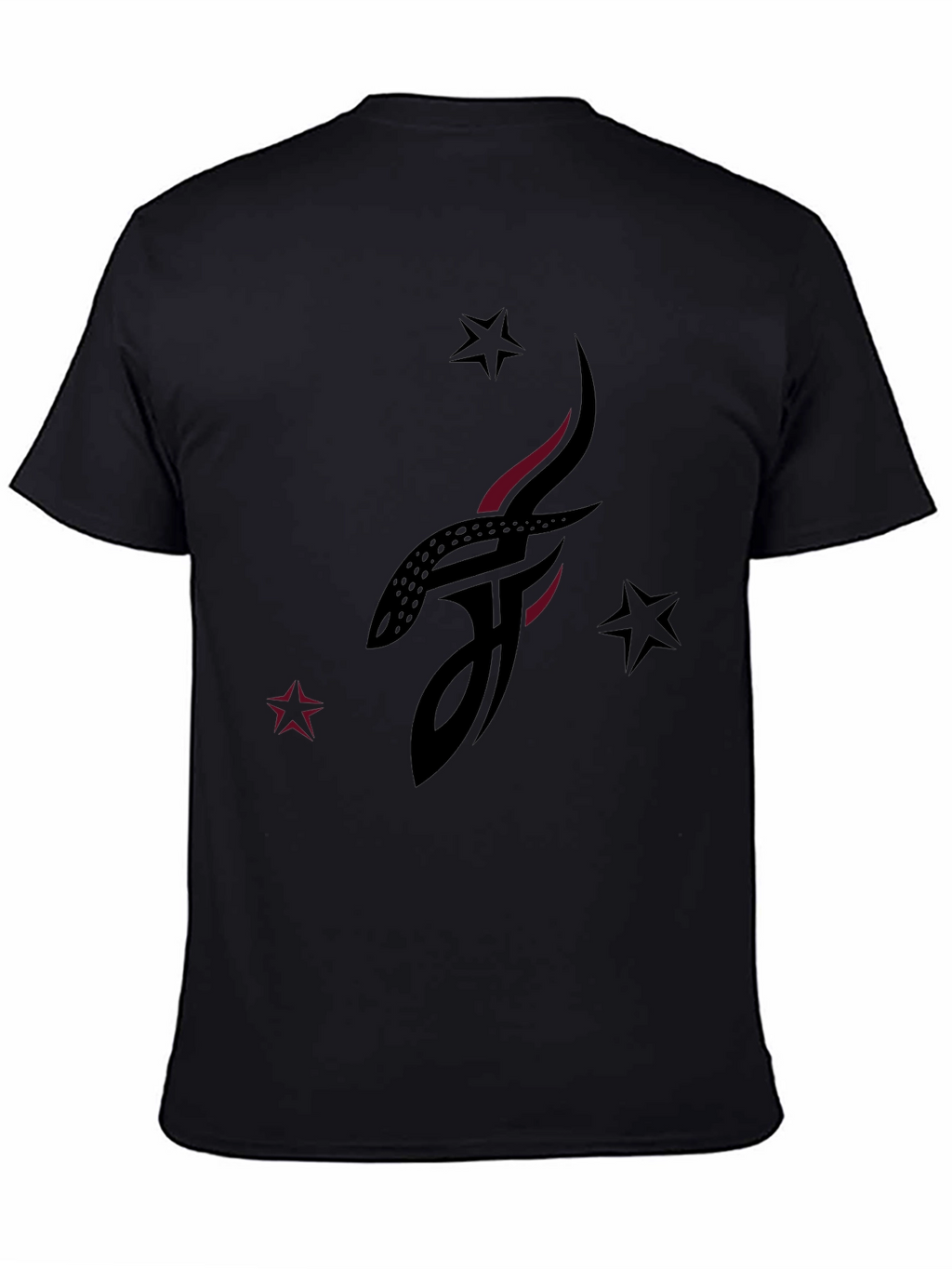 Stylish Black Graphic Tee with Abstract Tattoo Design