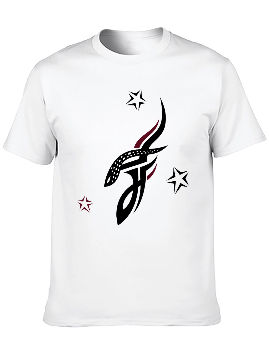 Stylish Black Graphic Tee with Abstract Tattoo Design