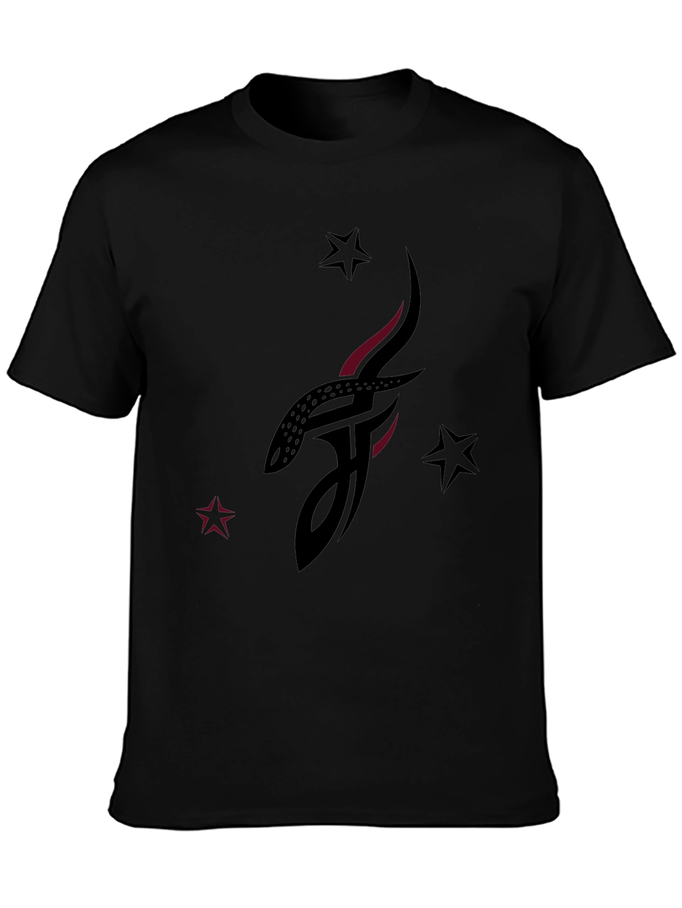 Stylish Black Graphic Tee with Abstract Tattoo Design