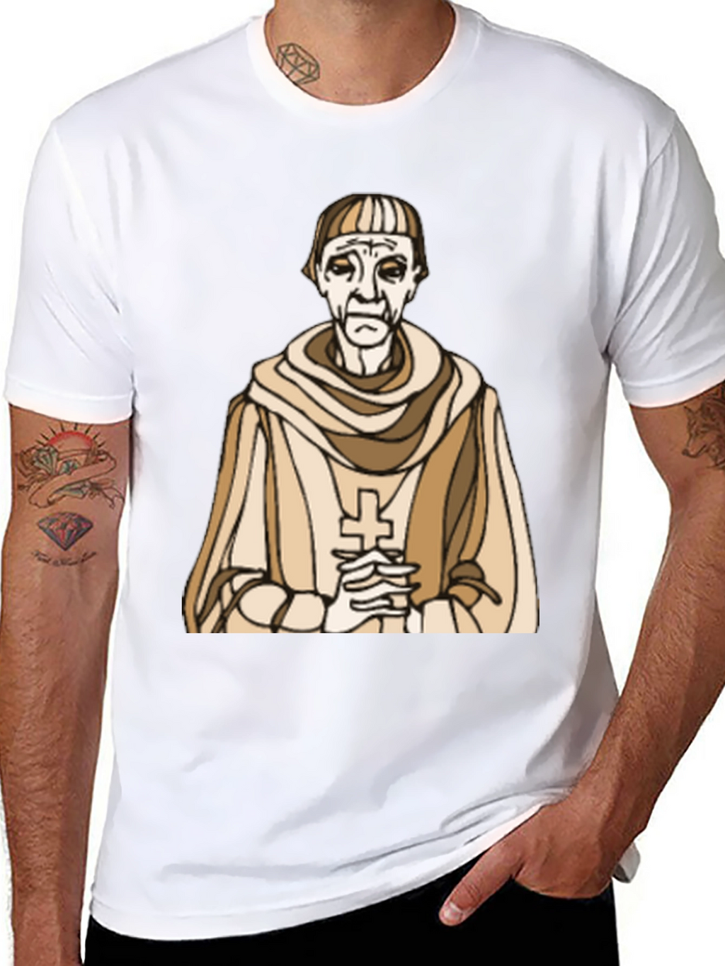 Monk Graphic Tee - Religious Humor Black T-Shirt
