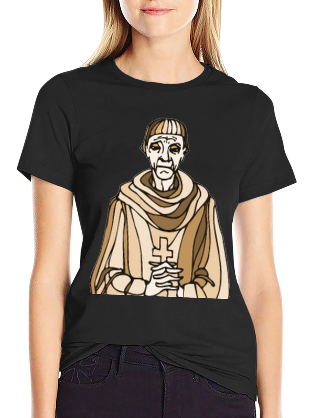 Monk Graphic Tee - Religious Humor Black T-Shirt