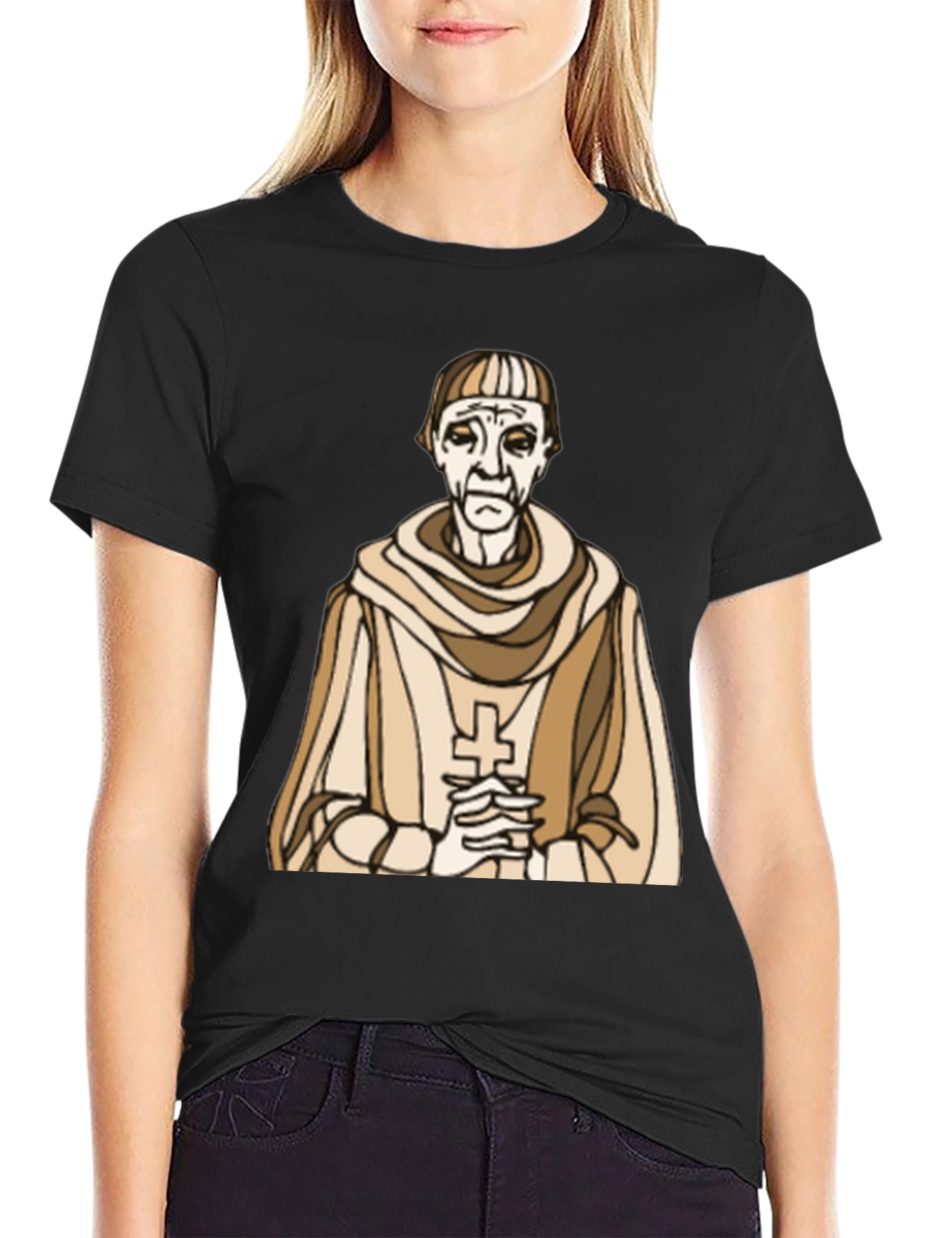 Monk Graphic Tee - Religious Humor Black T-Shirt