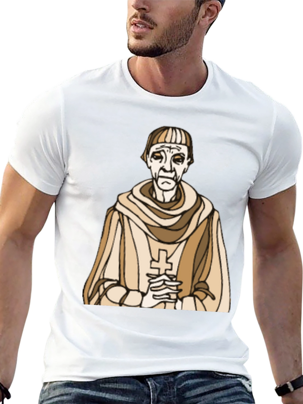 Monk Graphic Tee - Religious Humor Black T-Shirt