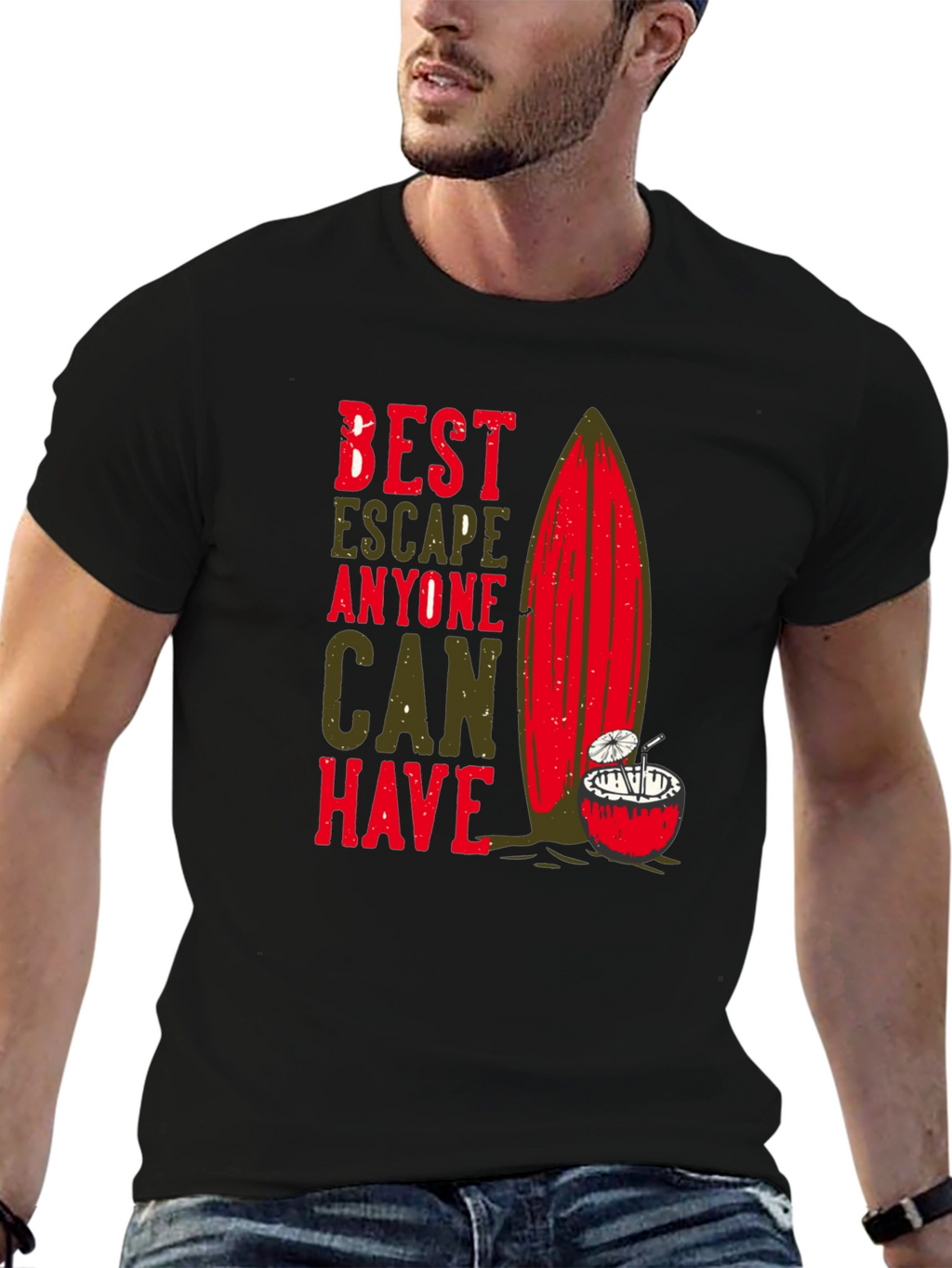Best Escape T-Shirt - Surfboard & Coconut Tee