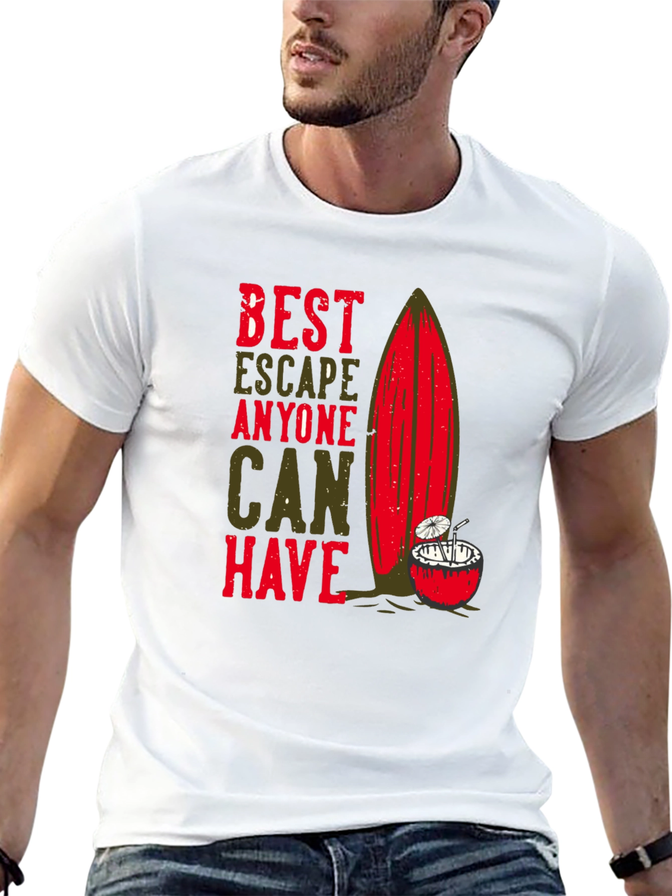 Best Escape T-Shirt - Surfboard & Coconut Tee
