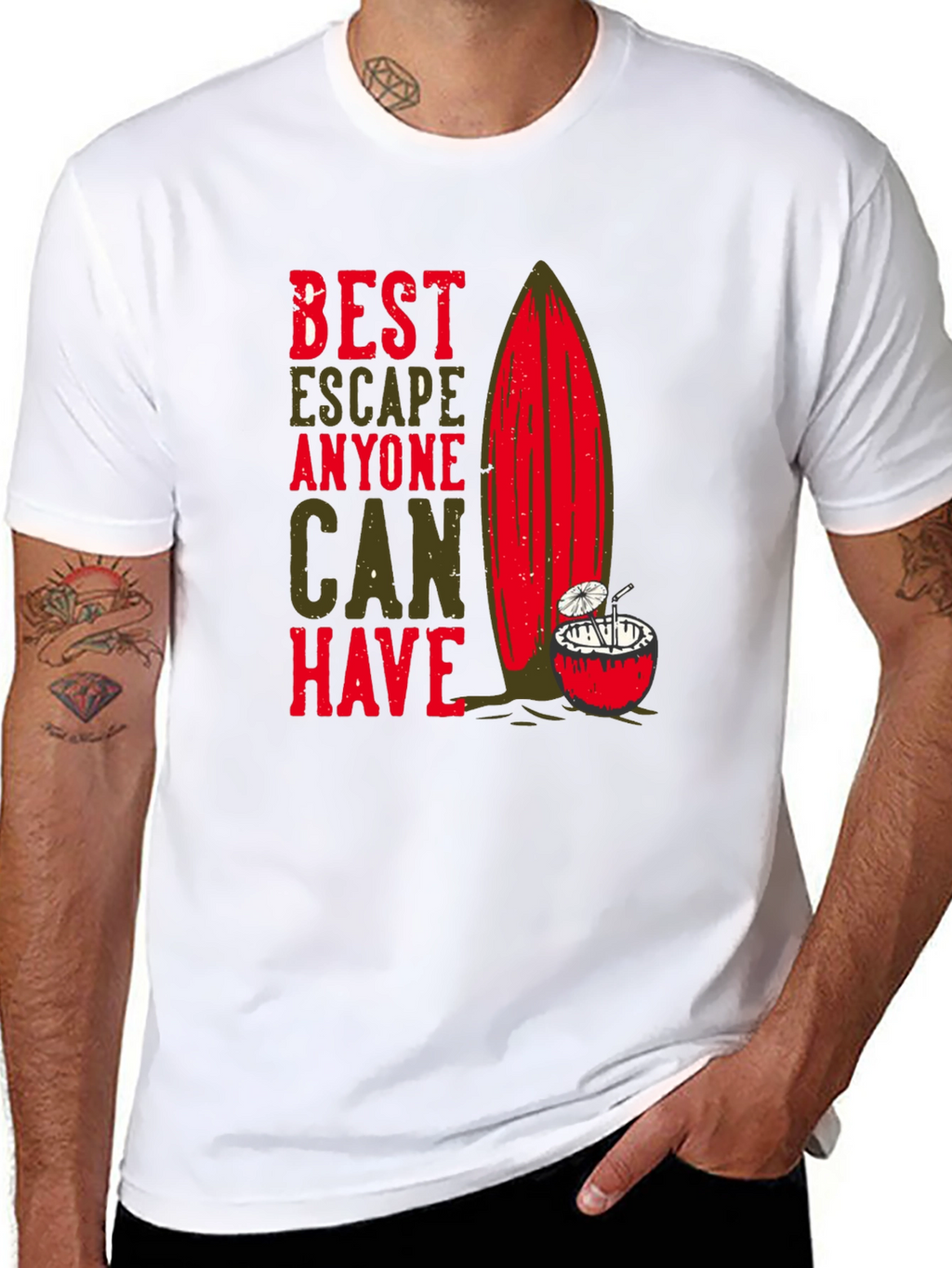 Best Escape T-Shirt - Surfboard & Coconut Tee