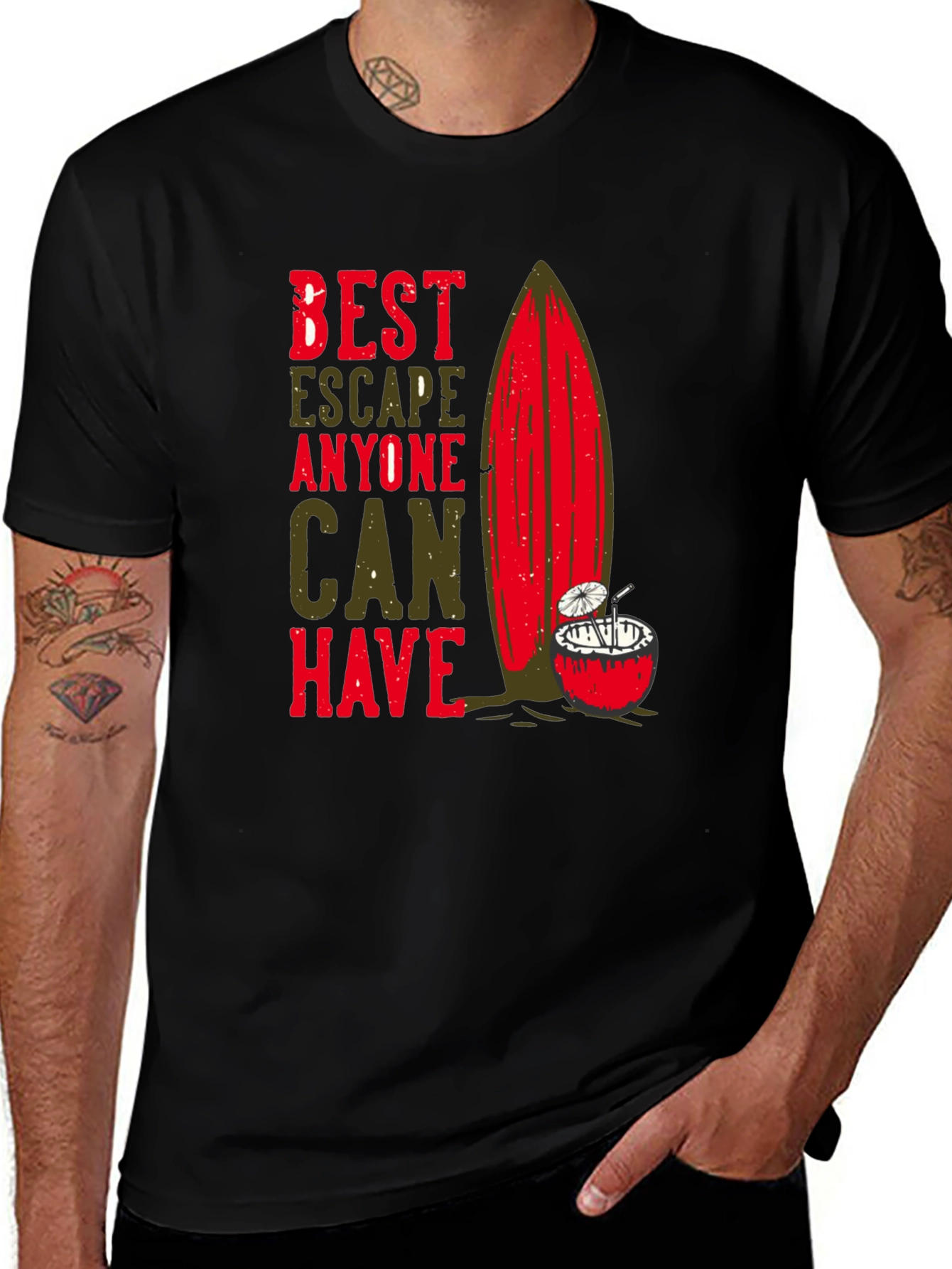 Best Escape T-Shirt - Surfboard & Coconut Tee