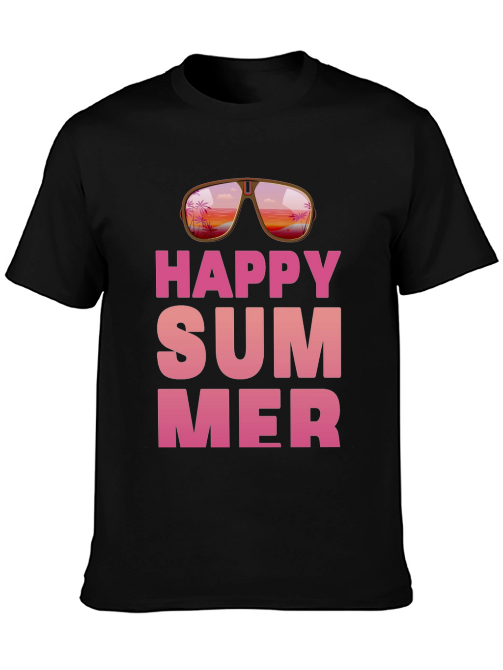 Happy Summer Graphic Print Black T-Shirt