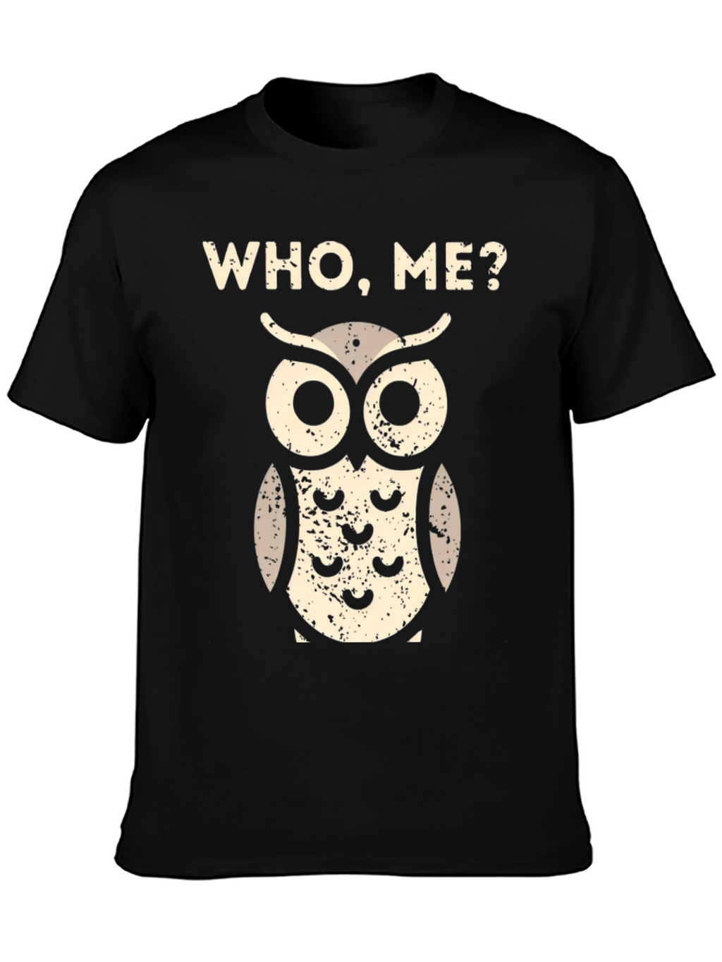 Who Me? Owl Graphic Print Black Tee