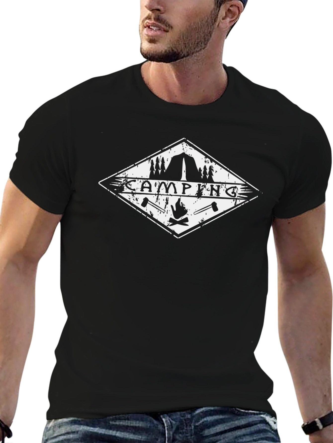 Camping Adventure Graphic Tee - Black