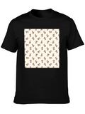 Fun Raccoon Pattern Black T-Shirt