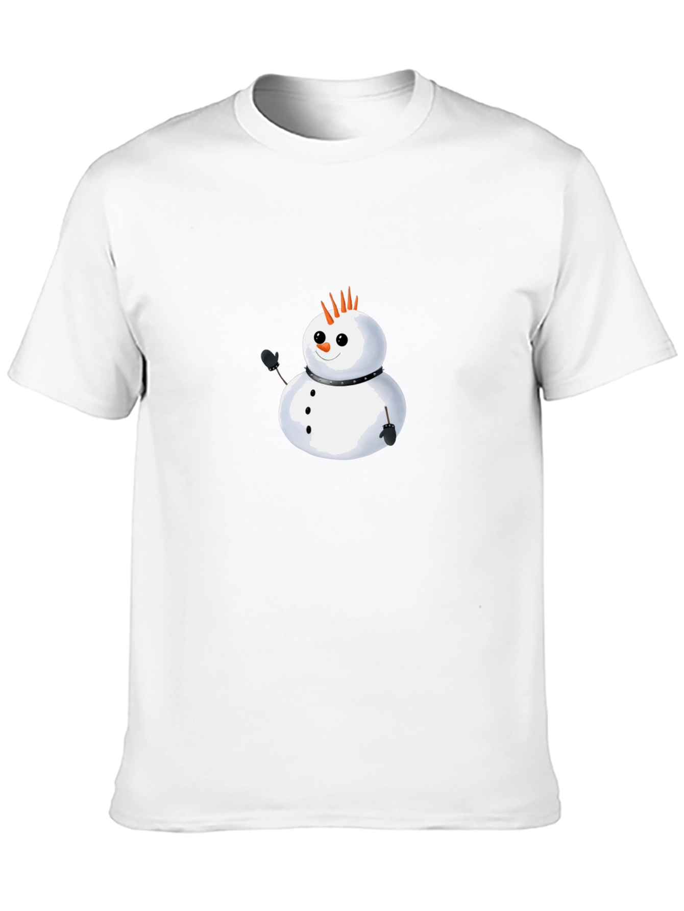 Punk Snowman Graphic Tee - Black Cotton T-Shirt