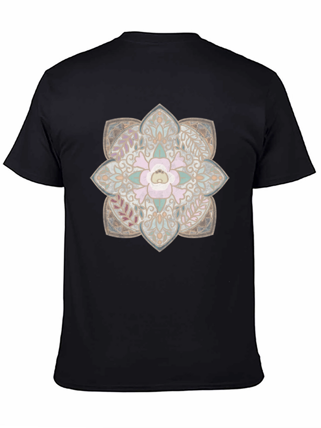 Floral Mandala Graphic Print Black T-Shirt