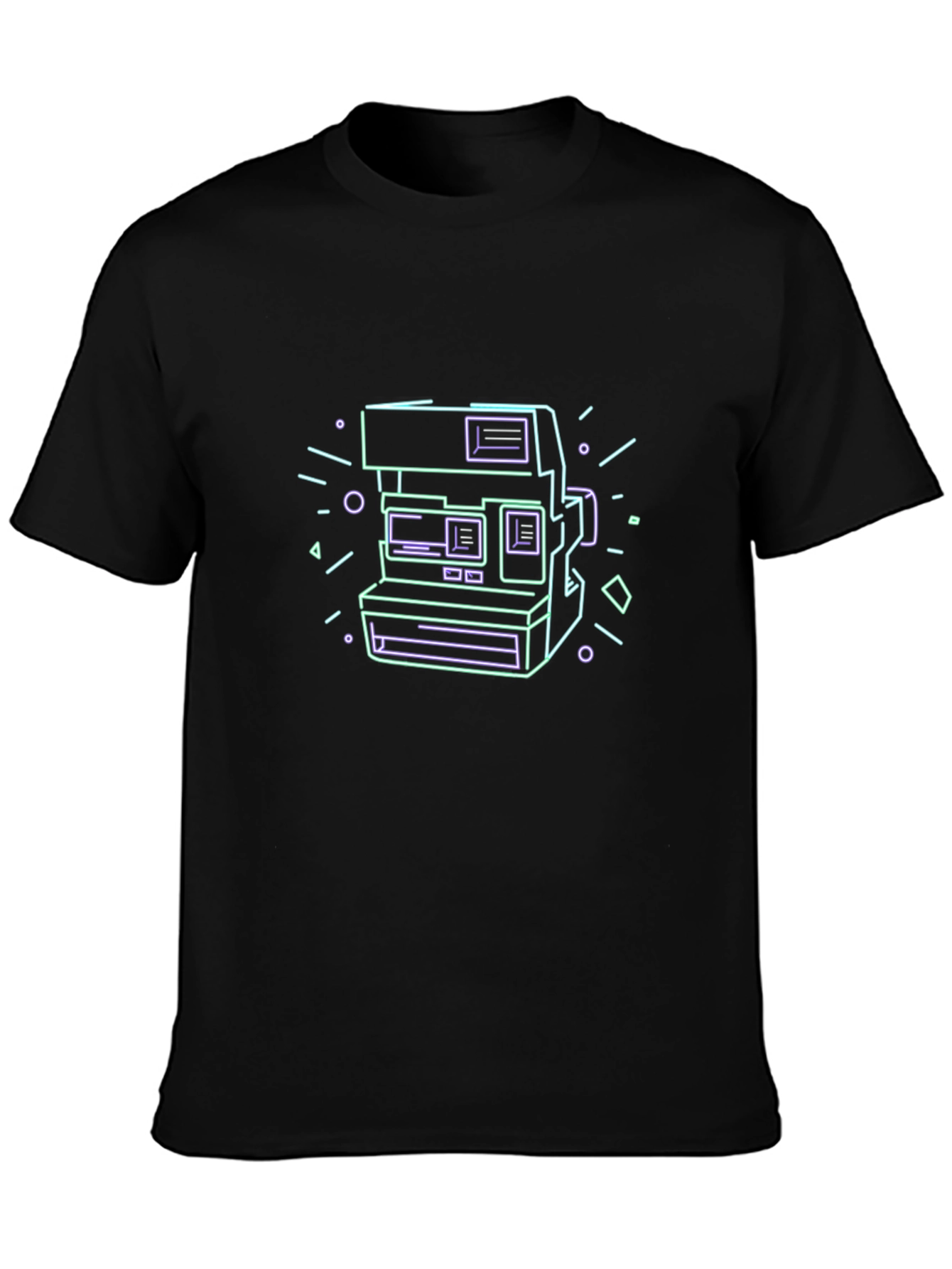 Retro Camera Graphic Tee - Black Cotton T-Shirt