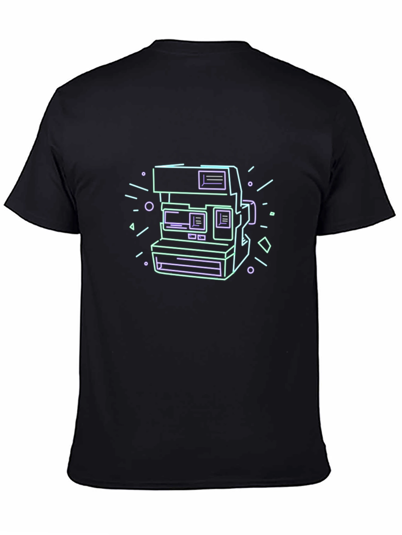 Retro Camera Graphic Tee - Black Cotton T-Shirt
