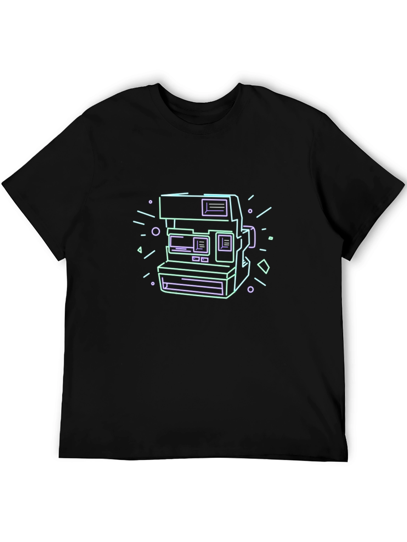 Retro Camera Graphic Tee - Black Cotton T-Shirt