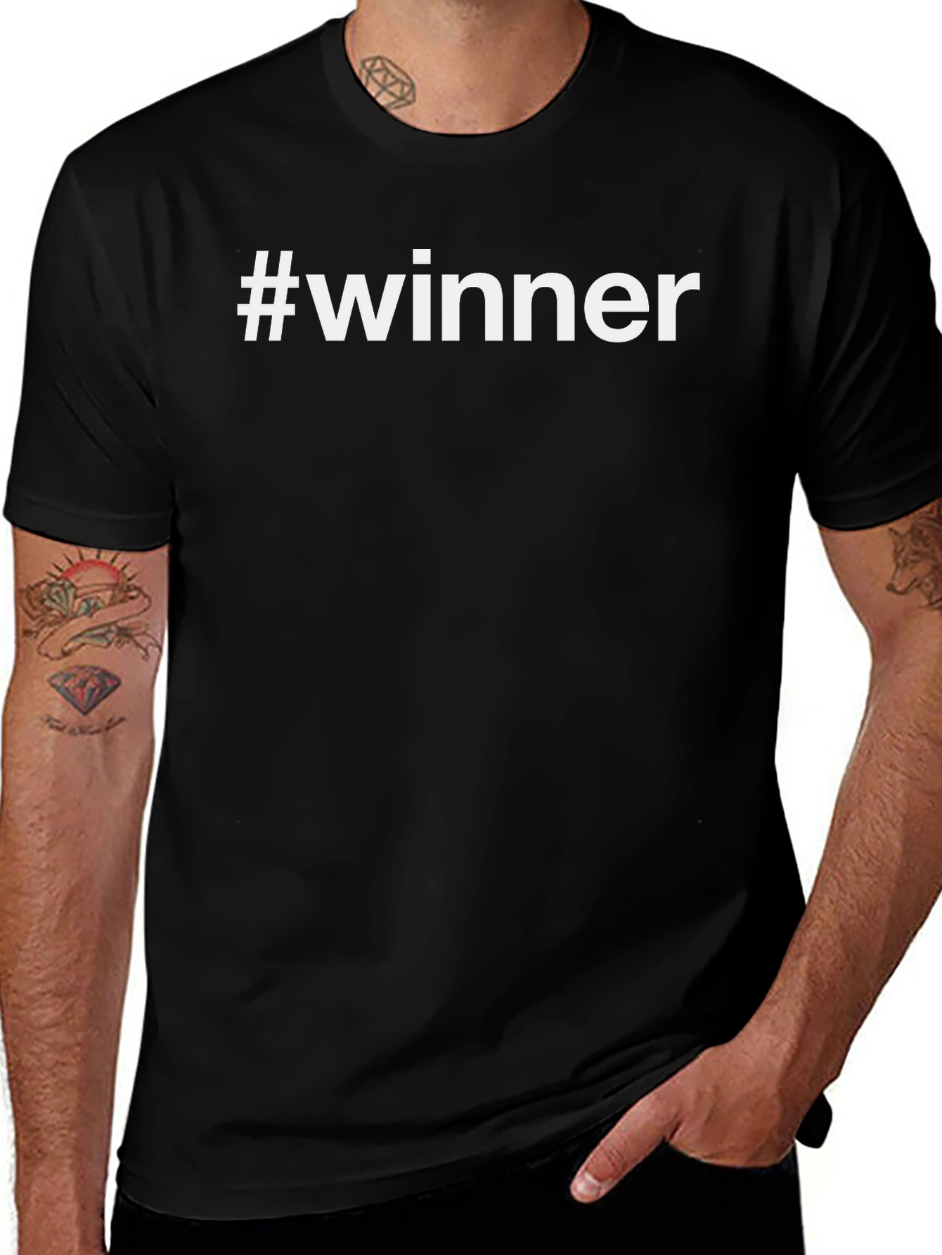#Winner Black Graphic Tee - Short Sleeve Mens T-Shirt