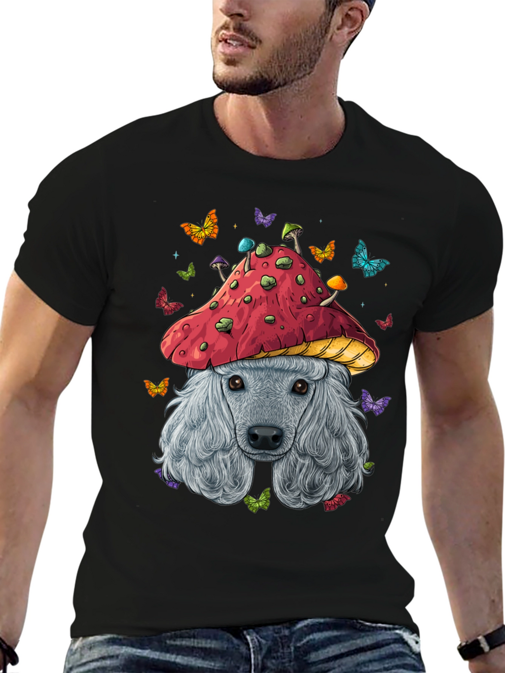 Mushroom Dog Graphic Tee - Unique Artistic Design