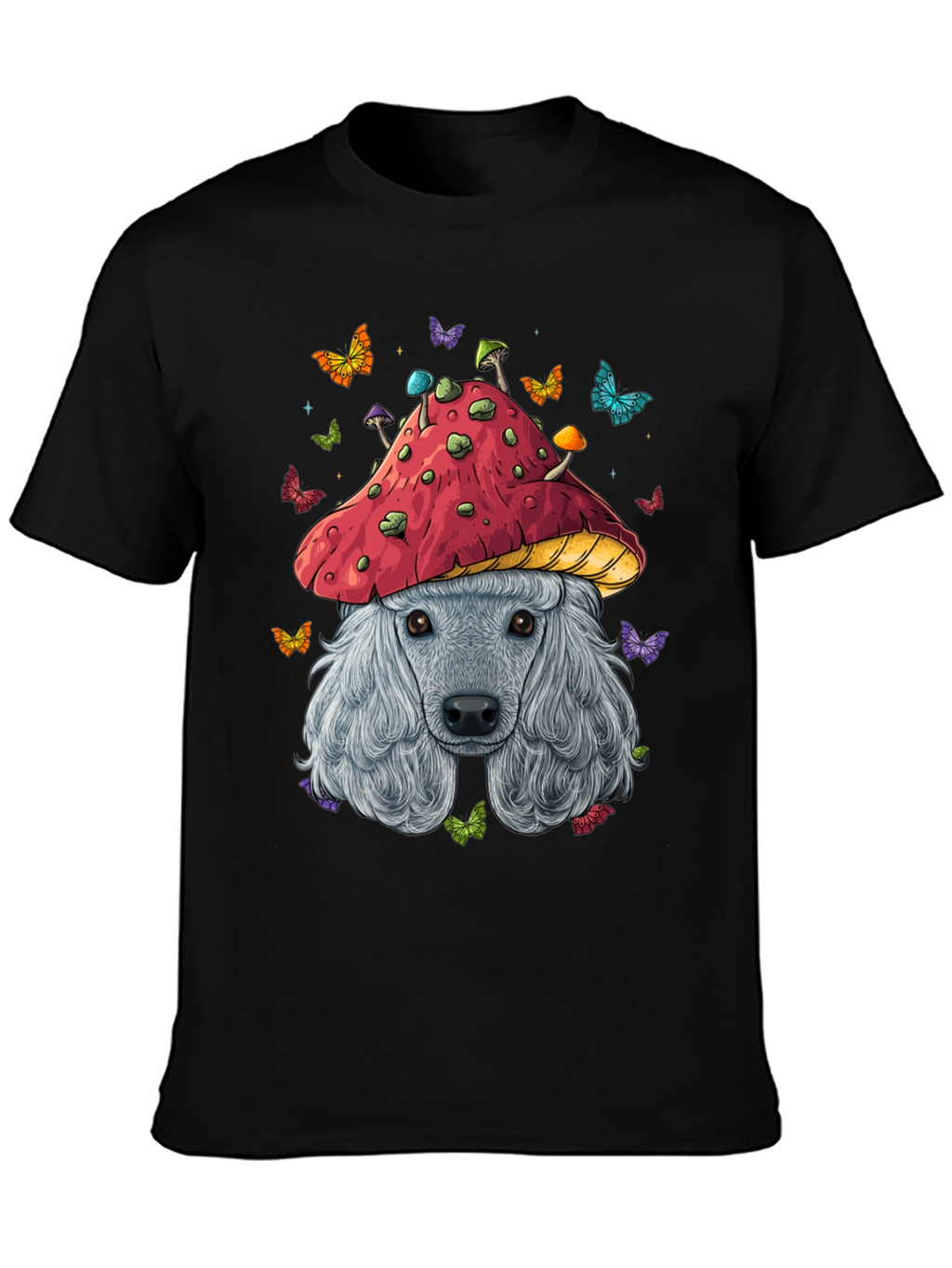 Mushroom Dog Graphic Tee - Unique Artistic Design