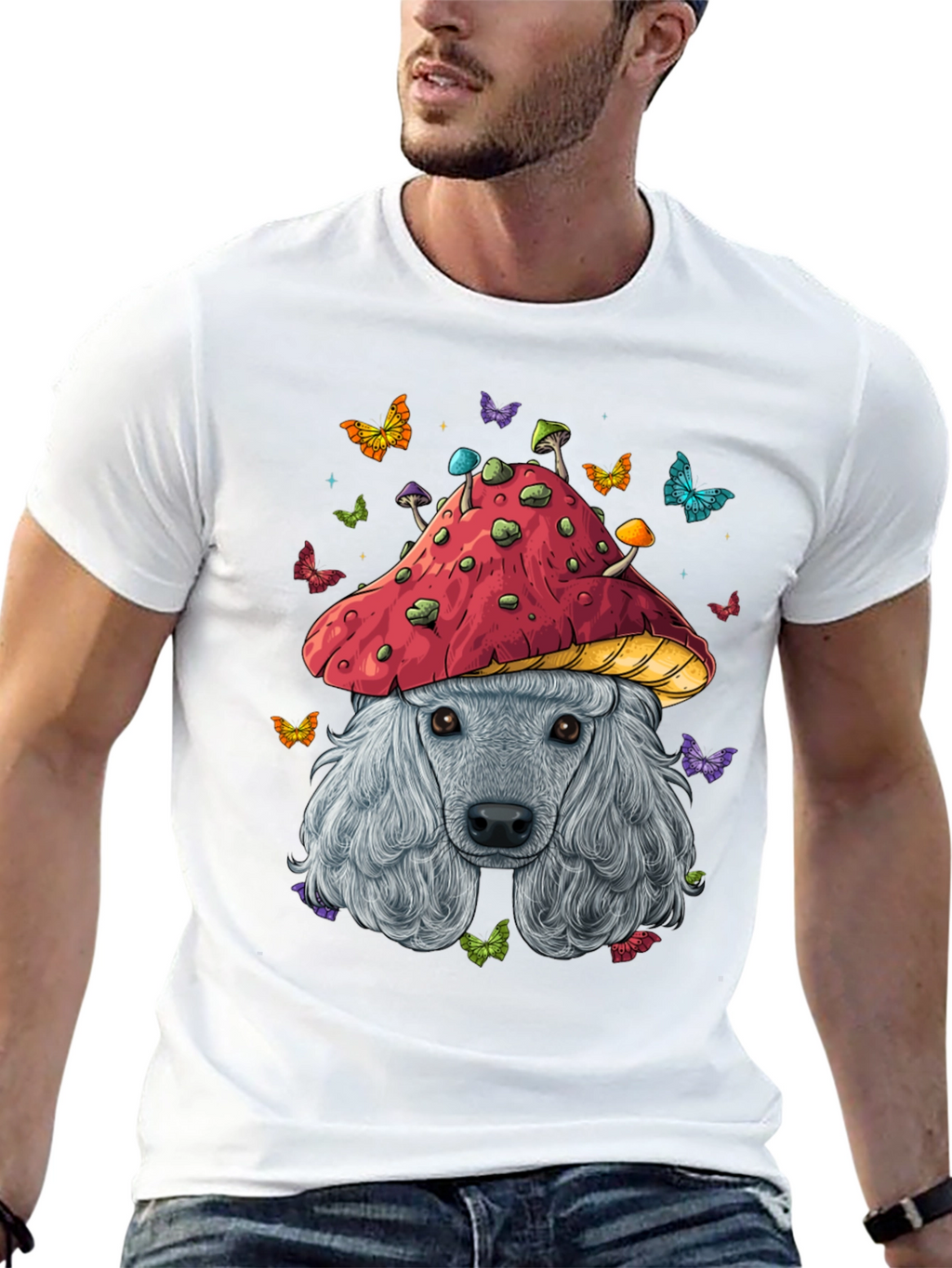 Mushroom Dog Graphic Tee - Unique Artistic Design