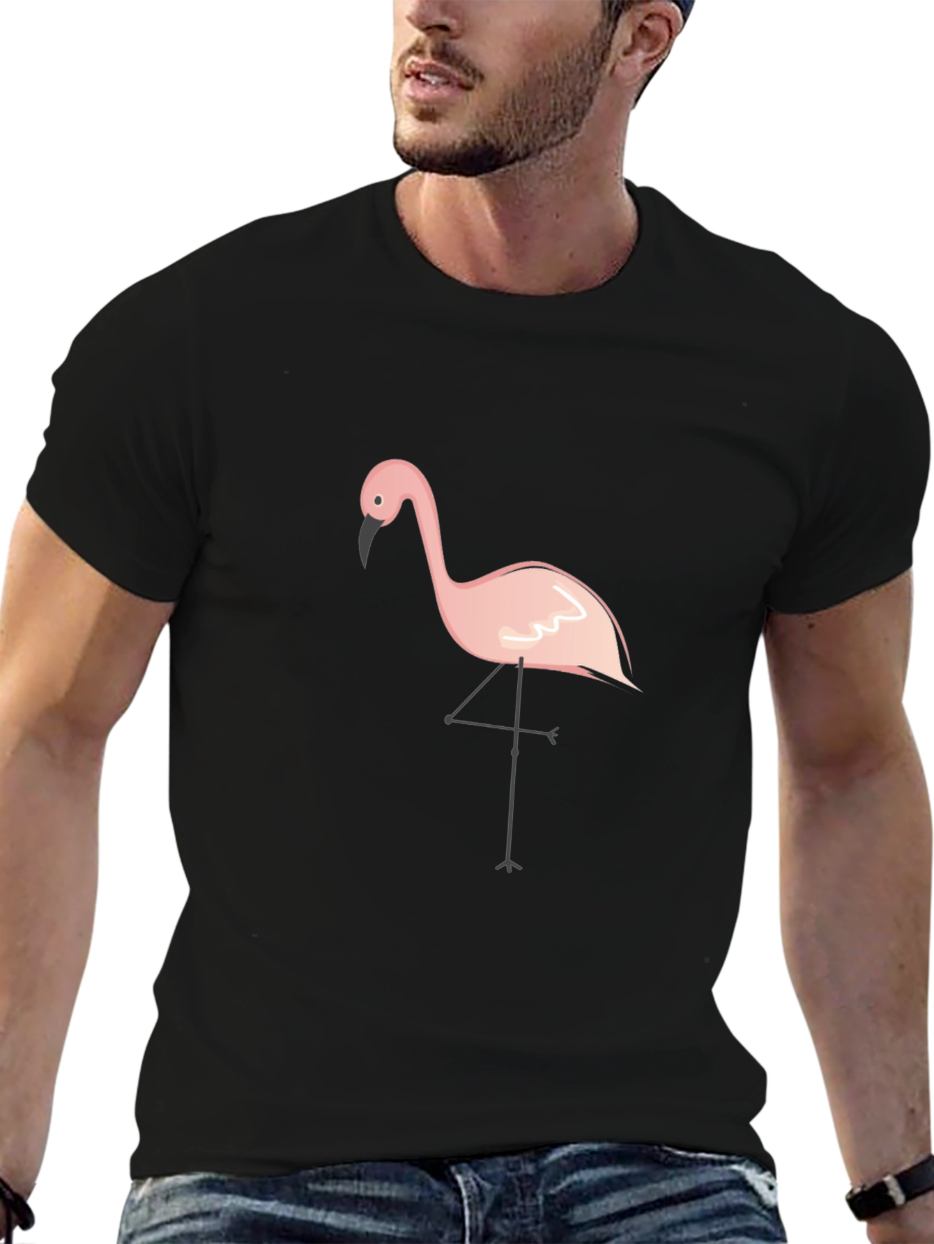 Flamingo Graphic Tee - Casual Black T-Shirt