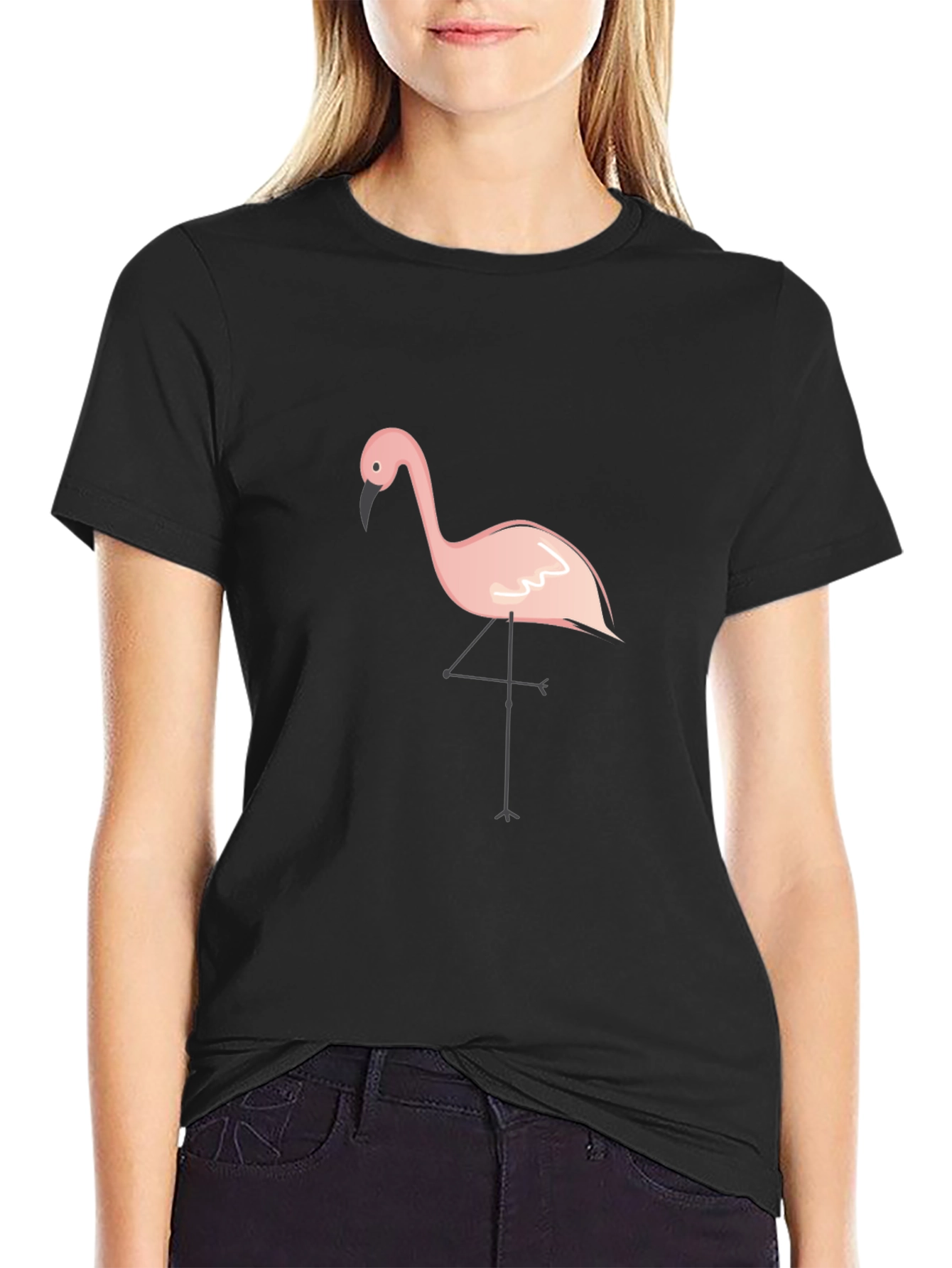 Flamingo Graphic Tee - Casual Black T-Shirt