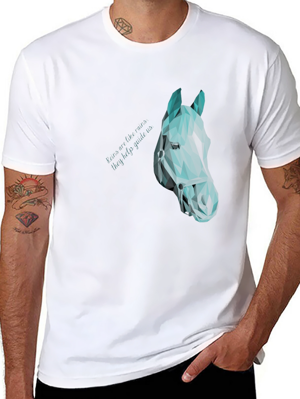 Geometric Horse Head Graphic Black Tee