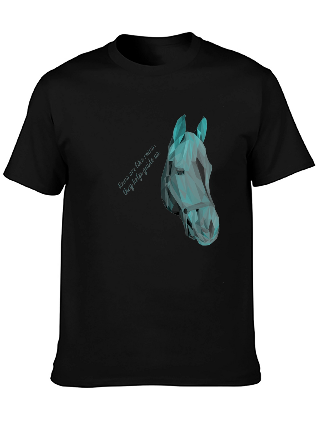 Geometric Horse Head Graphic Black Tee