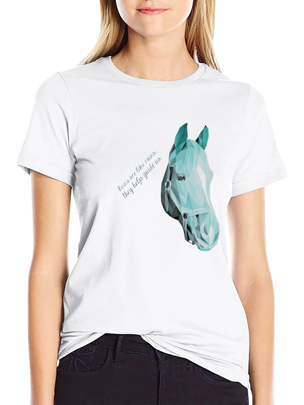 Geometric Horse Head Graphic Black Tee