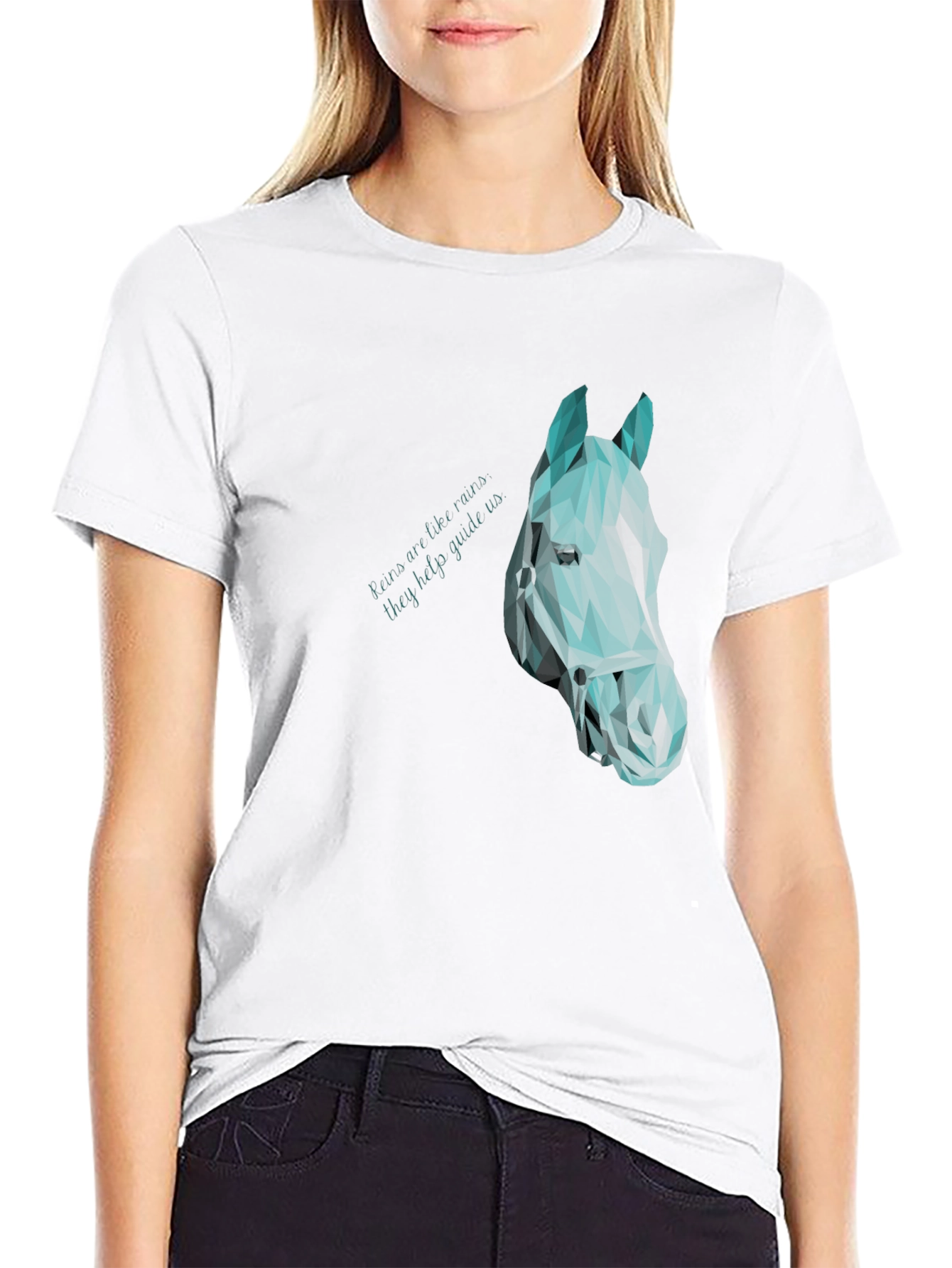 Geometric Horse Head Graphic Black Tee