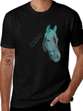 Geometric Horse Head Graphic Black Tee