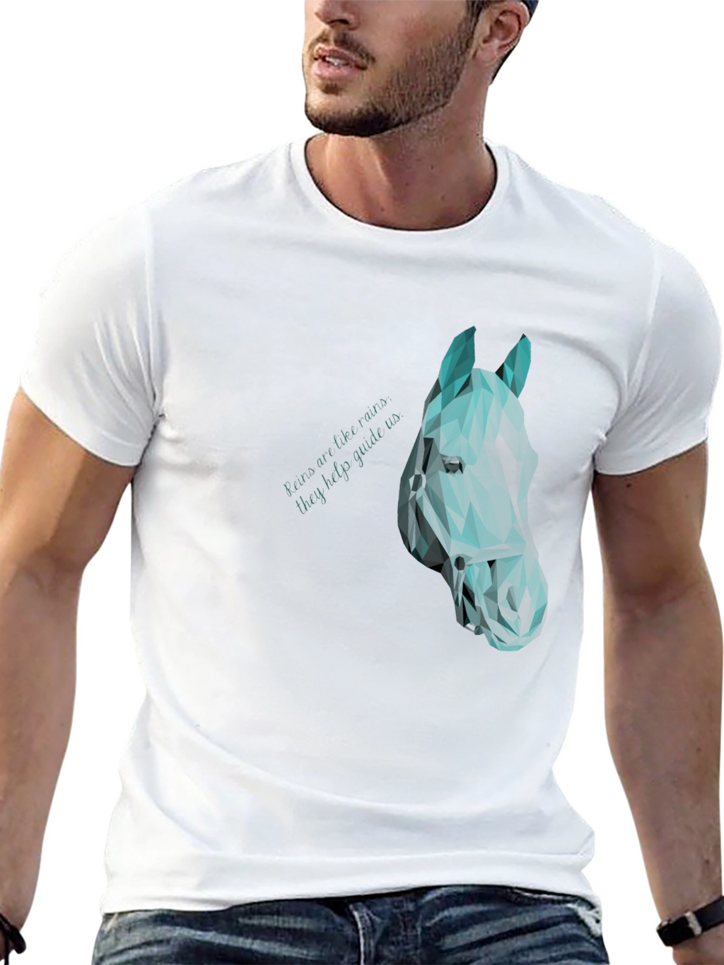 Geometric Horse Head Graphic Black Tee