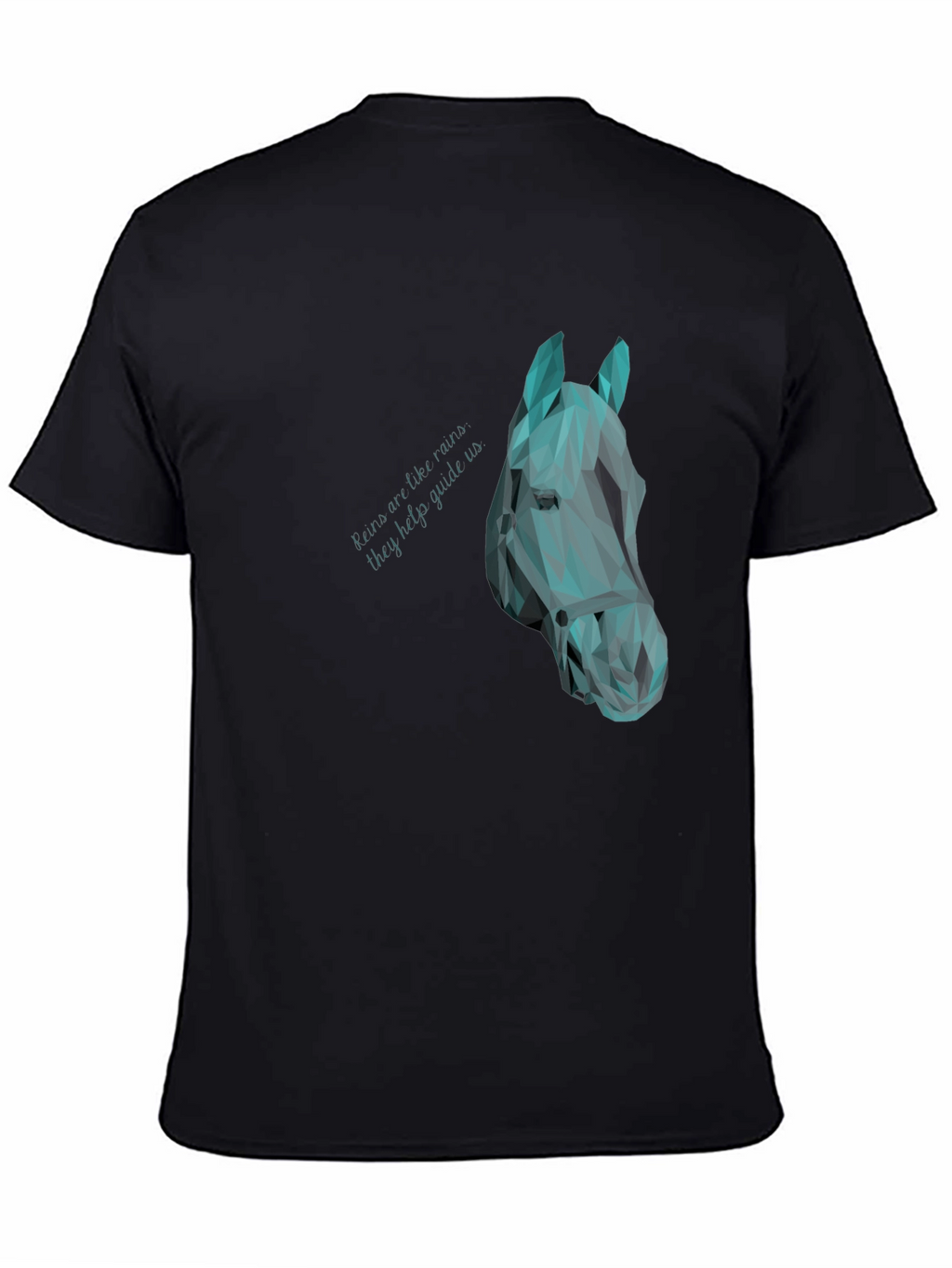 Geometric Horse Head Graphic Black Tee