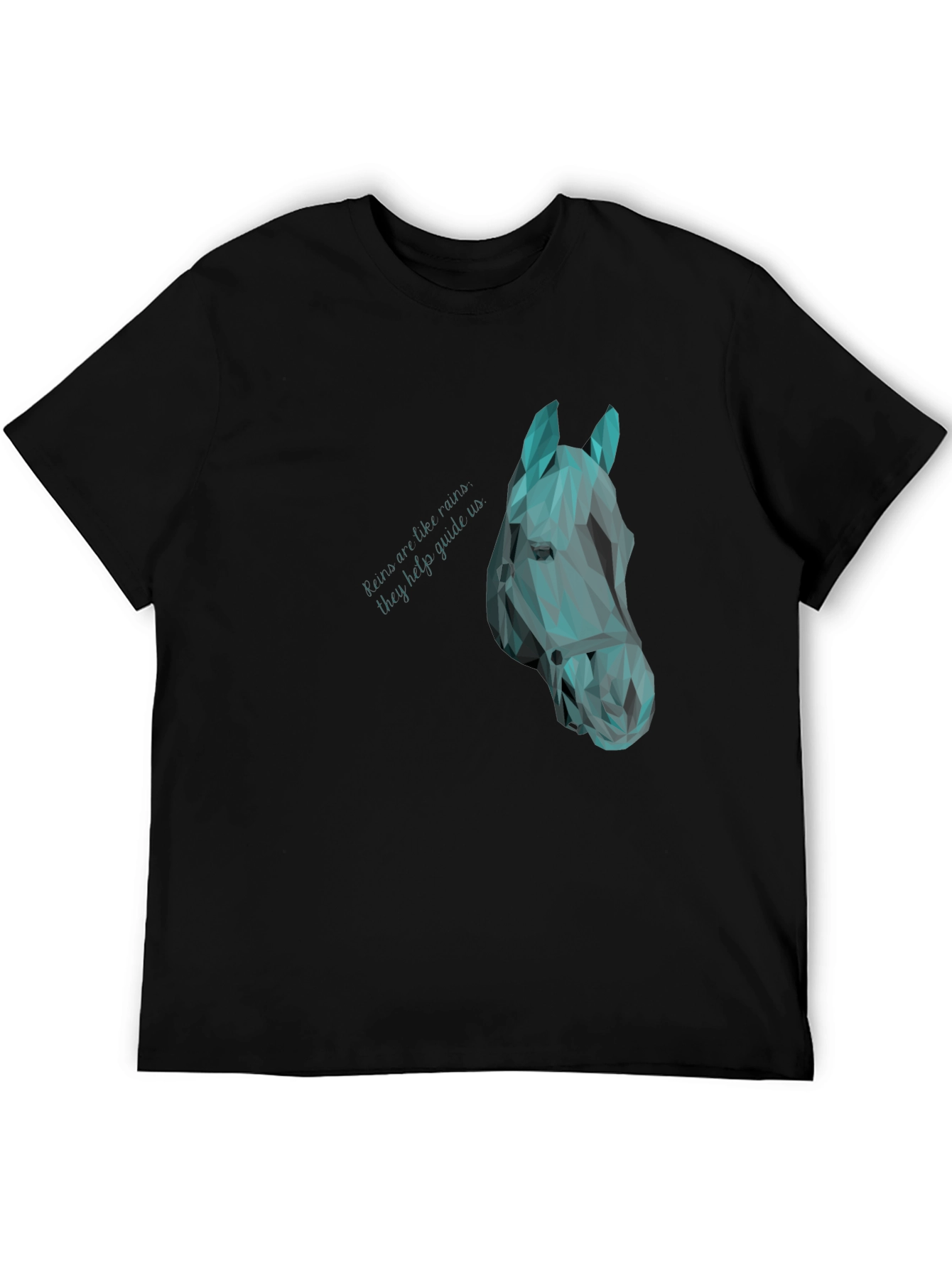 Geometric Horse Head Graphic Black Tee