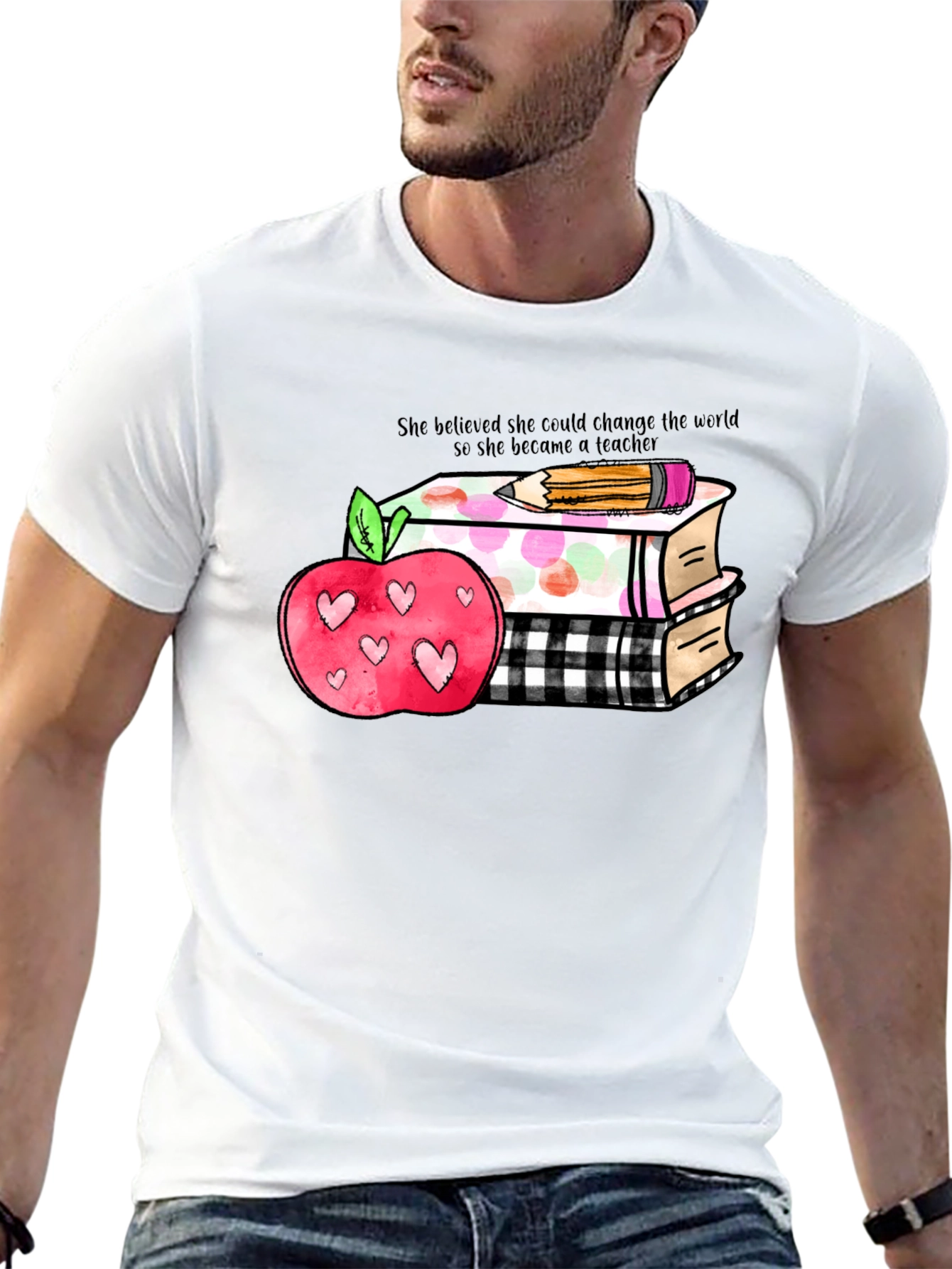 Teacher Apple Books T-Shirt