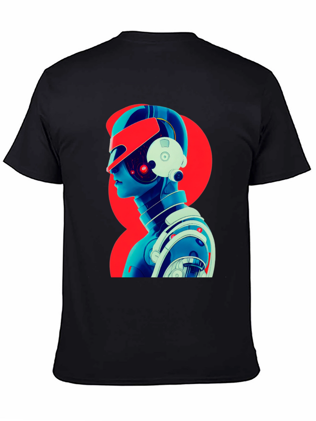 Cyberpunk Robot Graphic T-Shirt - Black Cotton Tee