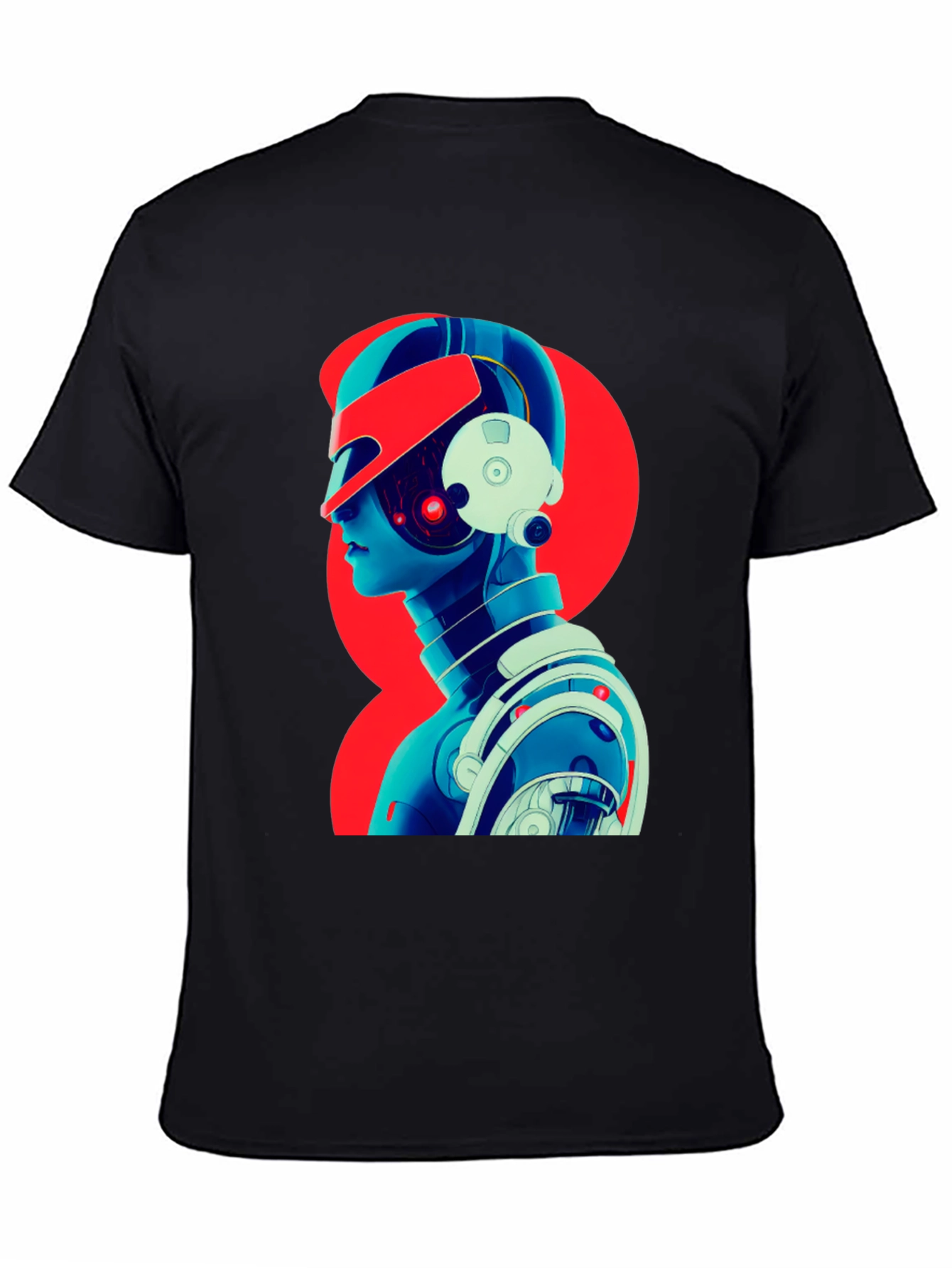 Cyberpunk Robot Graphic T-Shirt - Black Cotton Tee